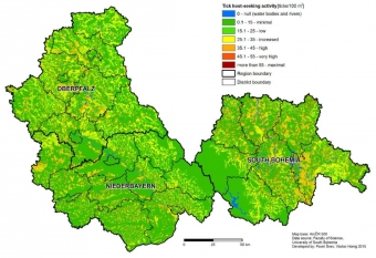 Aktivita klíšťat ve studované oblasti. Kredit: Hönig et al. (2019).